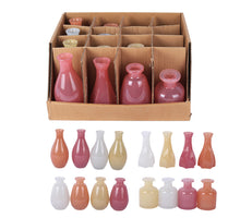 Vase glass John 16 assorted D7 H15cm