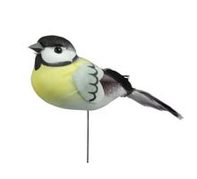 w/b. 6 birds/wire yellow 8,5x3,5cm