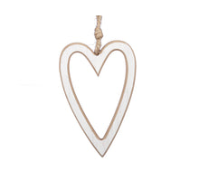 pb. 6 wooden hearts/hanging white 8,5x13,5cm