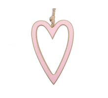 pb. 6 wooden hearts/hanging pink 8,5x13,5cm