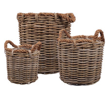 set 3 kubu basket round w/handle natural 30/36/46 cm
