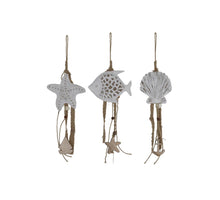 Pendant fish/sea shell/ star fish metal 56x18cm 1pc White Mix