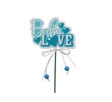 pm. 10 wooden deco/stick blue 7.5x5 cm