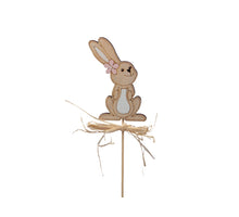 pb. 6 wooden rabbits/stick natural/pink 9x5 cm