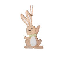 pb. 4 wooden rabbits/hanging natural/green 6x11.5 cm