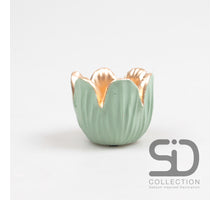 TULIP TEA LIGHT HOLDER CEMENT 8.5X6.5 CM GREEN