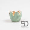 TULP WAXINELICHTHOUDER CEMENT 8.5X6.5 CM GROEN