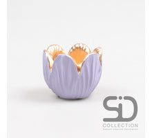 TULIP TEA LIGHT HOLDER CEMENT 8.5X6.5 CM LILAC