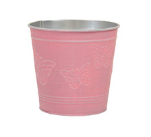 metal basket w/butterflies pink Ø 12.5x11.5 cm