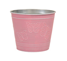 metal basket w/butterflies pink Ø 14x12 cm