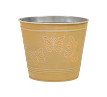 metal basket w/butterflies yellow Ø 14x12 cm