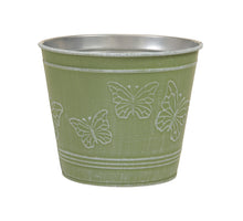 metal basket w/butterflies green Ø 14x12 cm