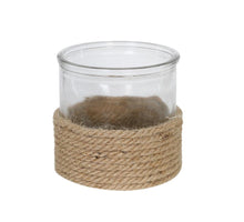 Tealight holder glass with rope 12x12x12cm Natural