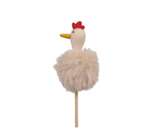 pb. 6 wood chickens/stick beige 4x6 cm