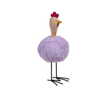 pb. 2 wood chickens/standing lilac 7.5x14.5 cm