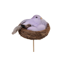 pm. 4 nests w/birdlegs (2)/stick lilac Ø 8 cm