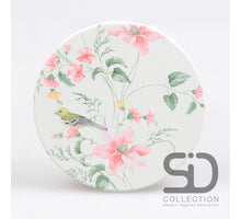 SET/4 ONDERZETTER ROND VOGEL ROZE 10X10X0.7 CM