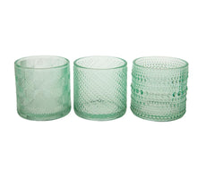 Tealight holder glass 7x7x6.8cm 1pc Green mixed
