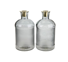 Bottle with candle holder glass Ø10.3x20.5cm 1pc mixed Grey