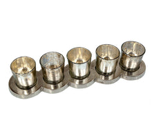 Aluminium plateau met 5 theelichthouders 34x8x7cm Zilver