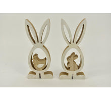 Wooden Rabbit 10x2x22cm, 2ass. Natural/white