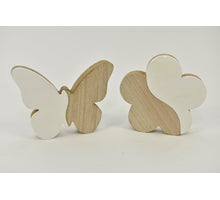 Wooden Flower/Butterfly 2 ass. 13x2x14cm Natural/white