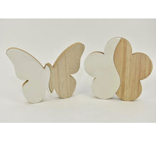 Wooden Flower/Butterfly 2 ass. 20x2x20cm Natural/white