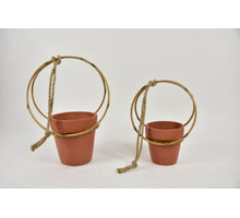 Hanging  Flower Pot, Metal Bamboo S/2 36cm Natural/terracott