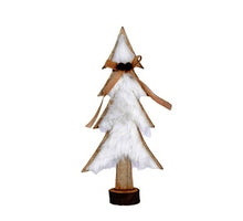 Tree Standing Fur Wood 12x5x27cm White