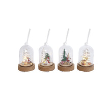 Wood Xmas Hanger w/LED 4 assortie 10x6x6cm Natural