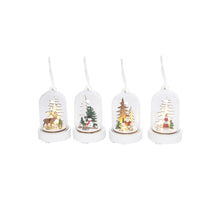 Wood Xmas Hanger w/LED 4 assortie 10x6x6cm White