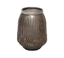 Tealight Holder Loag D9 H12cm Grey/Gold
