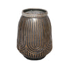 Tealight Holder Loag D9 H12cm Grey/Gold