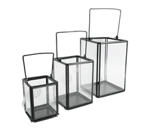 Set/3 Lantaarn met hengsel zwart 15,5x15,5x25,5cm