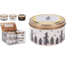 GEURKAARS IN BLIK ''TREES'' D8 H5CM 3 ASSORTIE DESIGNS