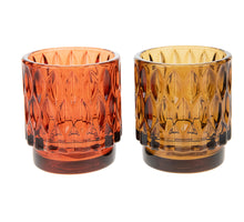 Tealight holder glass Ø7x8cm 1pc Light brown/Dark brown mix
