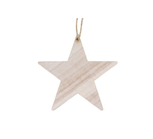Wooden star 15cm rope 10pc - Natural-wash