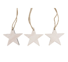 Wooden star 10cm rope 10pc - Natural-wash