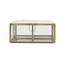 Box metal with glass 17x17x7cm Gold