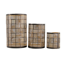 S/3 Candle holder metal Ø12x18cm Black/Gold
