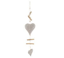 Garland heart wood 72x15x3cm Grey
