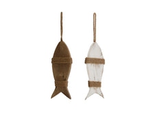 Hanging fish historic wood 28x10x1.5cm Natural/White Mixed