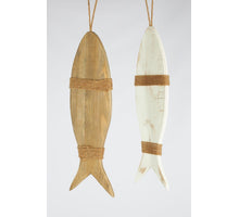 Hanging fish historic wood 58x16.5x1.5cm Natural/White Mixed