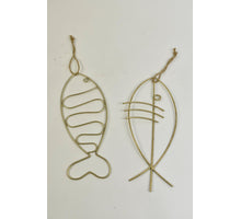 Pendant fish metal 28x14x0.5cm 1pc Mixed Gold-wash