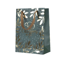 Giftbag papier met handvat groen/goud 26x10x32cm