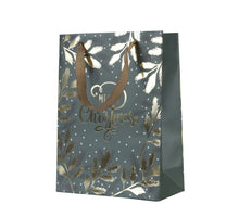 Giftbag papier met handvat groen/goud 12x30x42cm