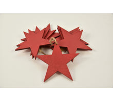 Bundel a 8 houten sterren 9,5cm red