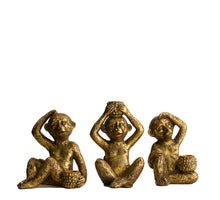 Dinnercandle holder monkey poly 10-13x9.5-11x14-16cm Gold Mixed
