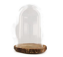 Bell glass with wooden base Ø18x26cm Natural