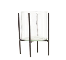 Candle holder metal with glass Ø11x15cm Black